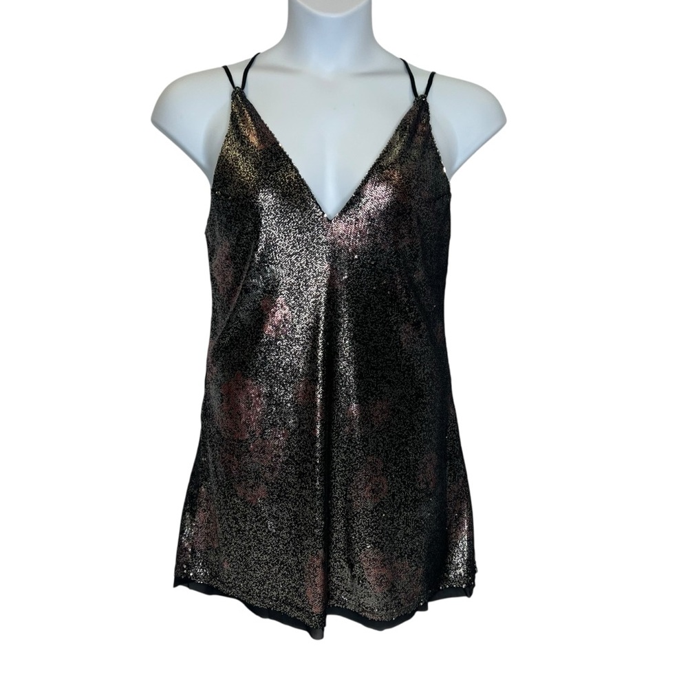 Free People Intimately Moody Floral Combo Sequin Printed Slip Dress SMALL NWT